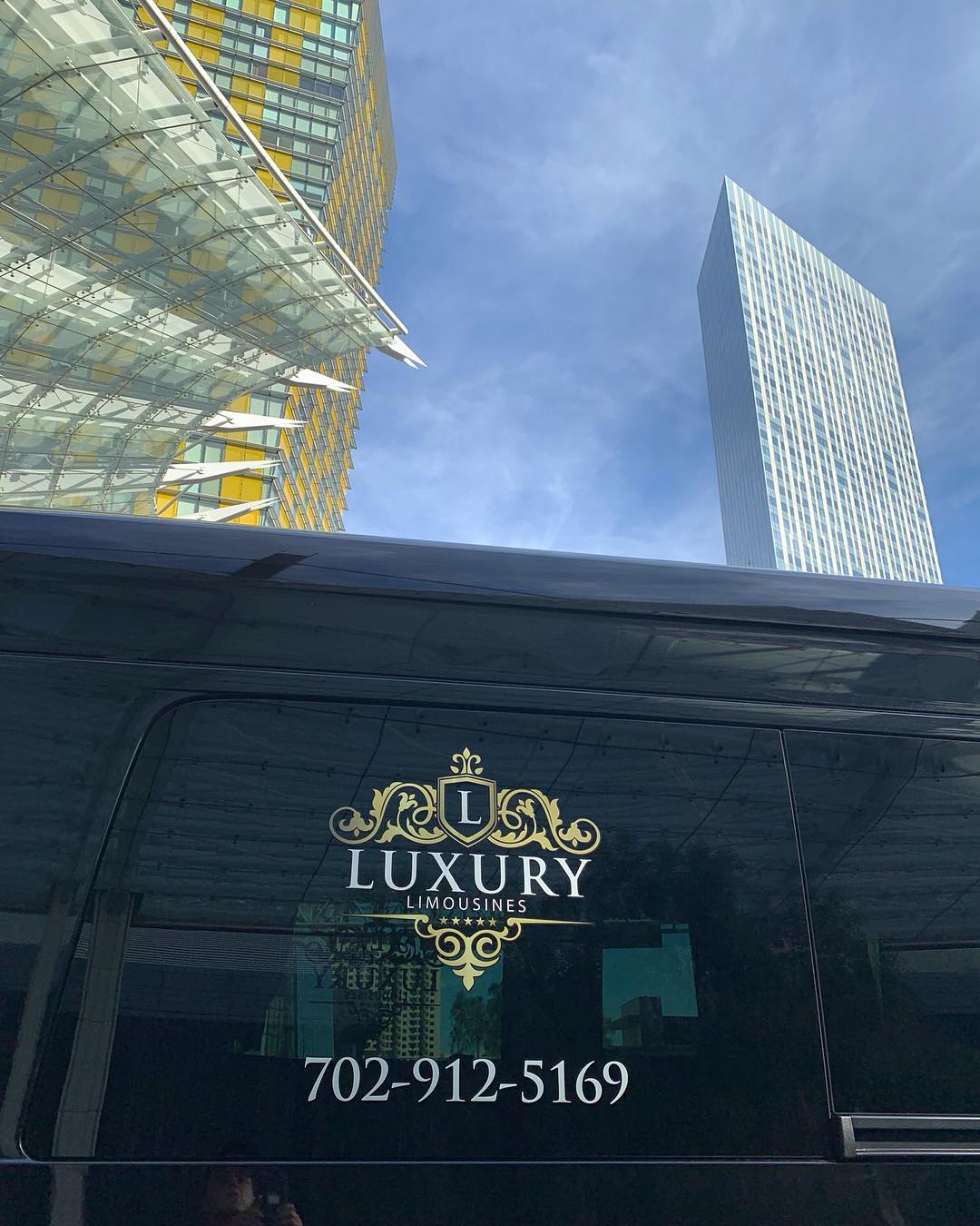 Luxury limousine on the Las Vegas Strip daytime corporate transportation service