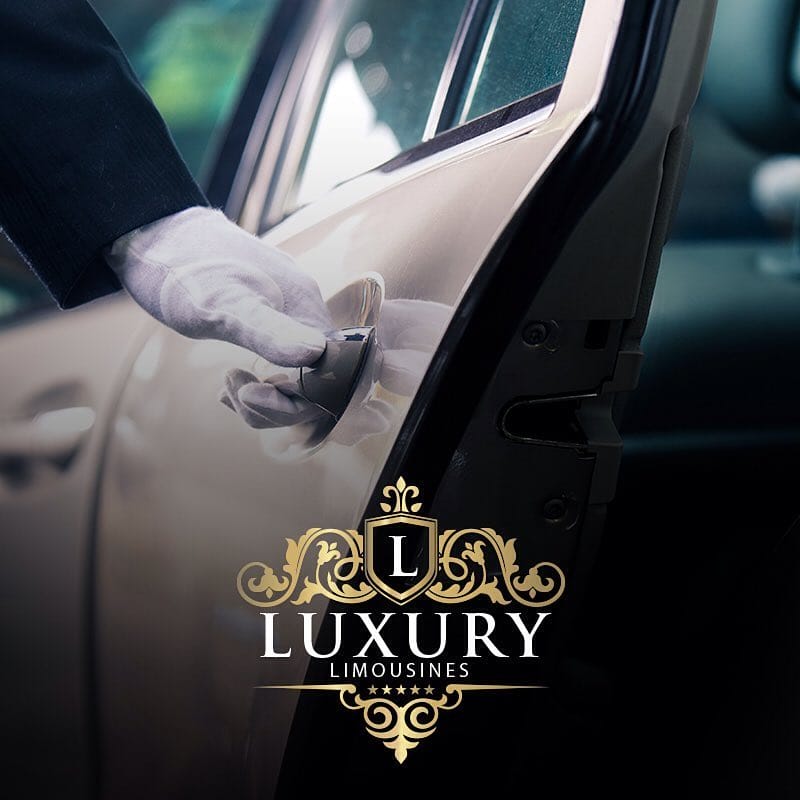 White-gloved chauffeur opening luxury vehicle door for passenger Las Vegas wedding limo service