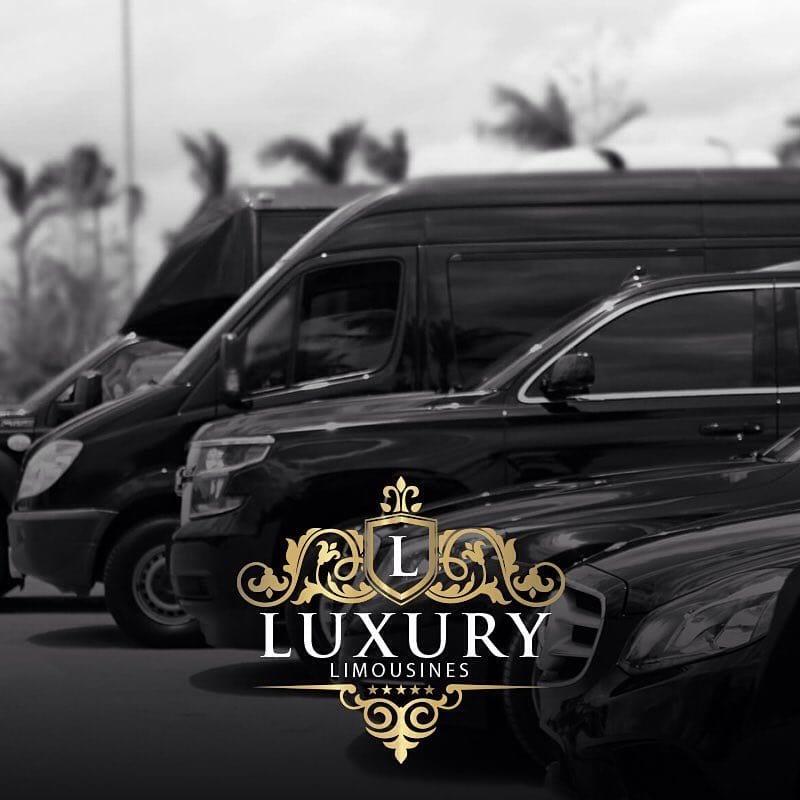 Luxury Limousines black and white fleet photo Sprinter and SUV palm trees Las Vegas corporate