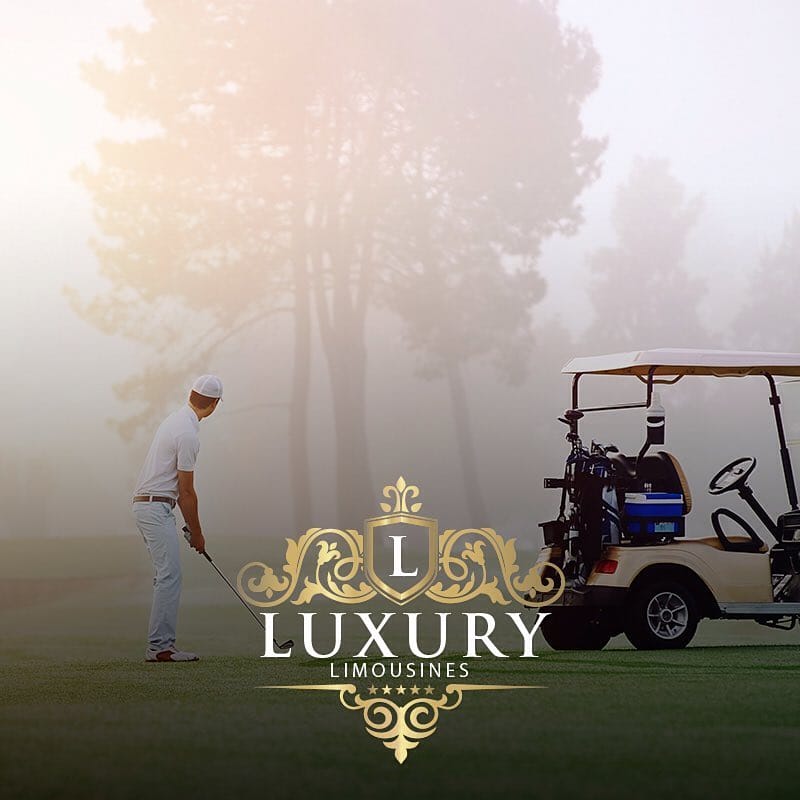 Golfer putting on foggy misty morning fairway Las Vegas golf outing limo transportation